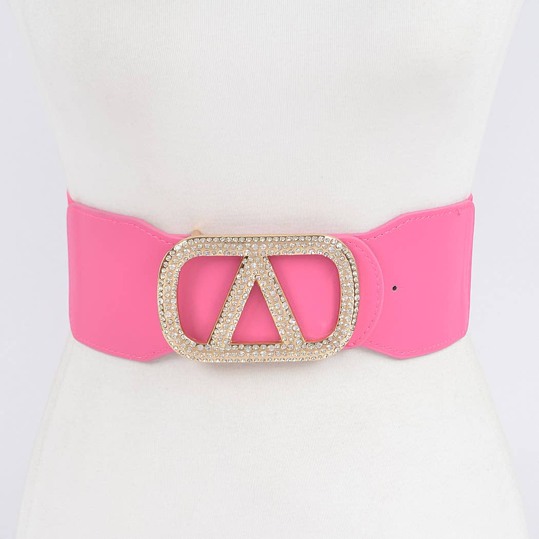 Rhinestone Buckle Elastic Belt