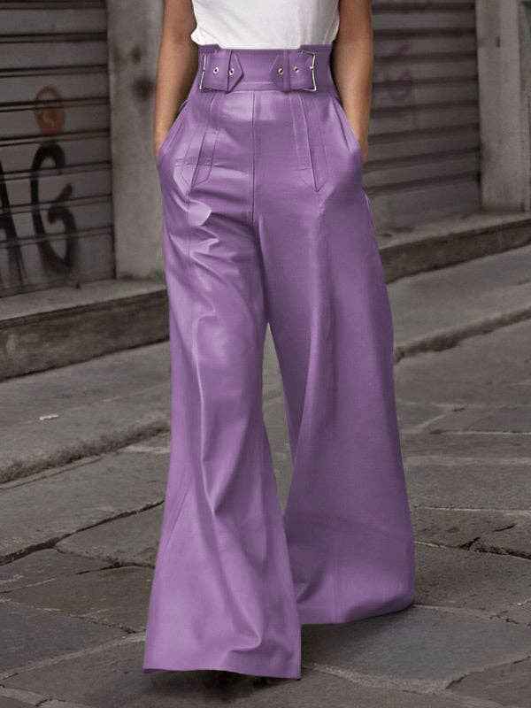 High Waisted Loose Pleated Pockets Split-Joint Pants Trousers