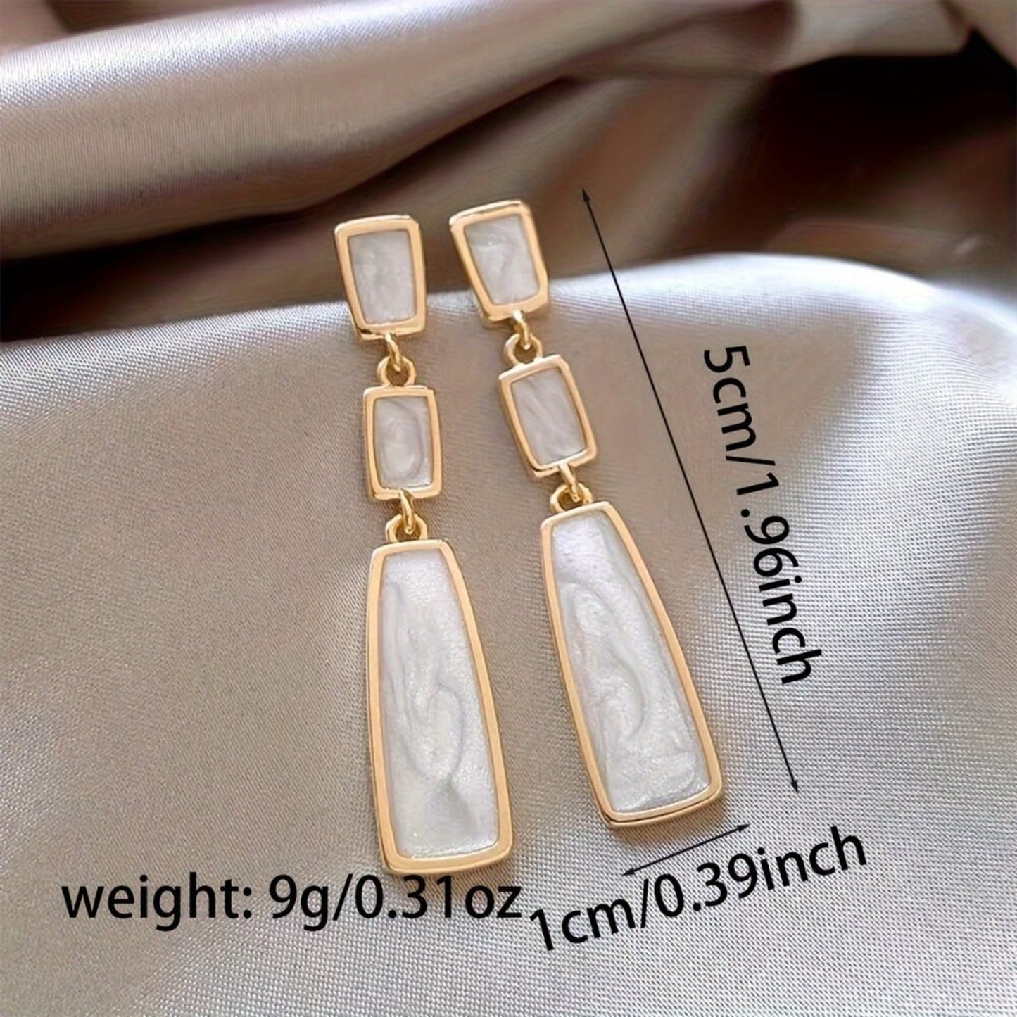 Burgundy Geometric Shape Dangle Earrings Elegant Simple Style Zinc Alloy Jewelry