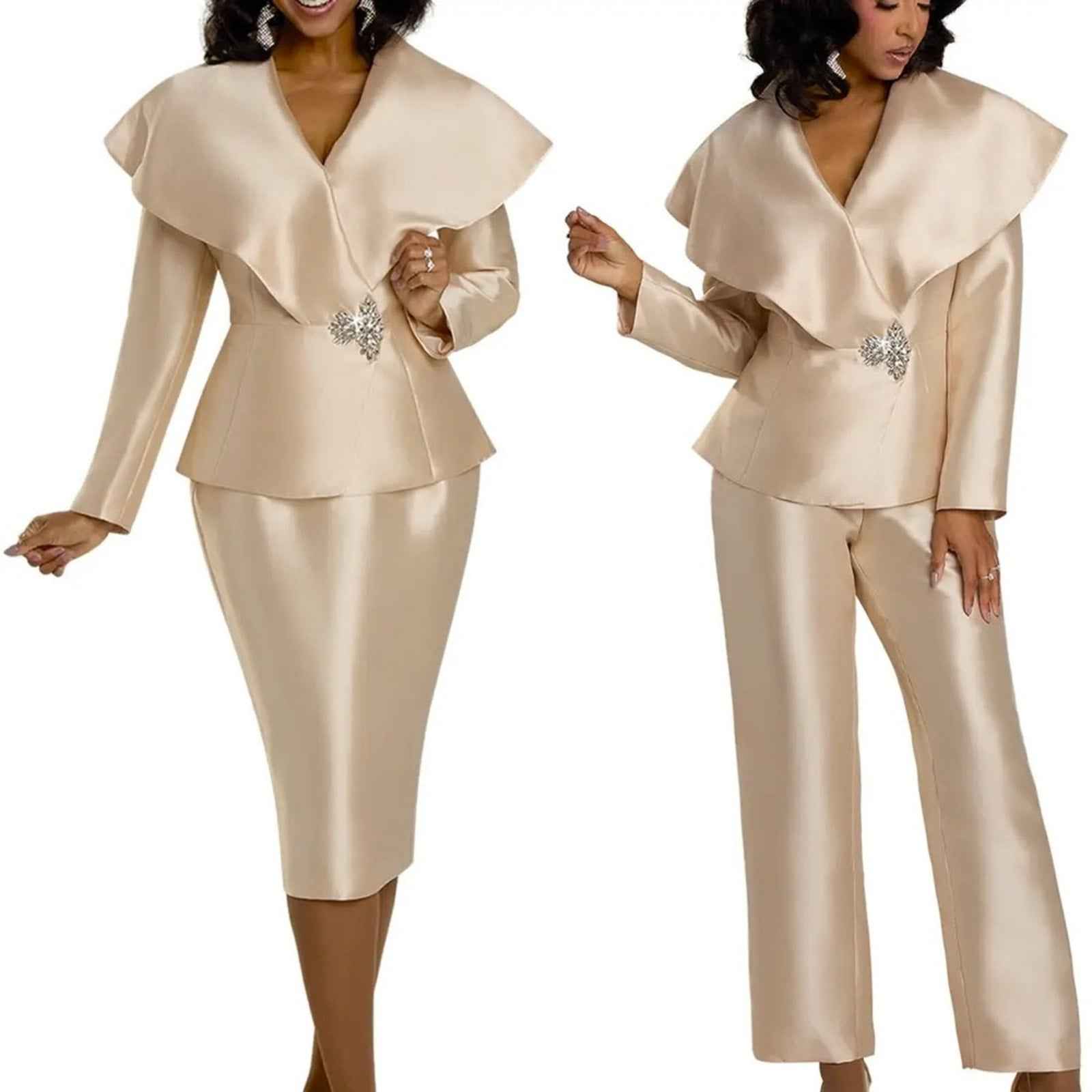 Donna Vinci Champagne 3pc Suit – Church, Wedding & Special Occasion – Sz 14 & 16