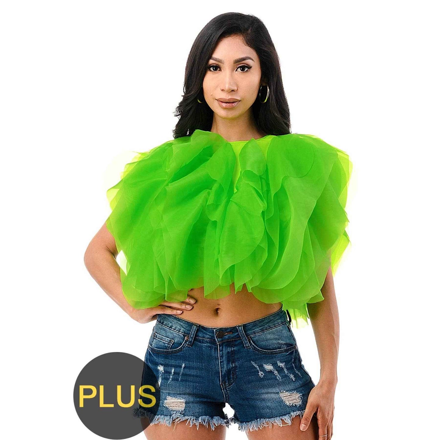 Plus Size Ruffle Crop Top Blouse