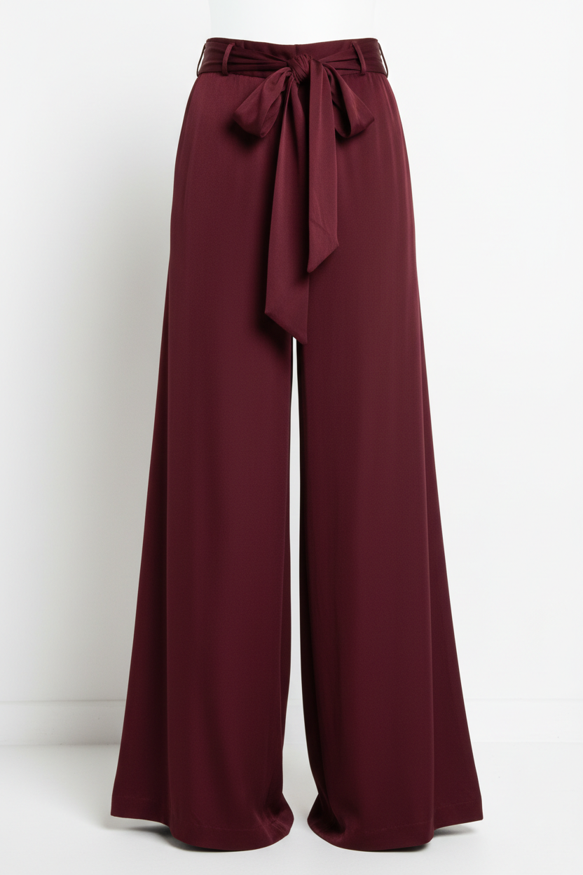 Burgundy Palazzo Pants Product Shot