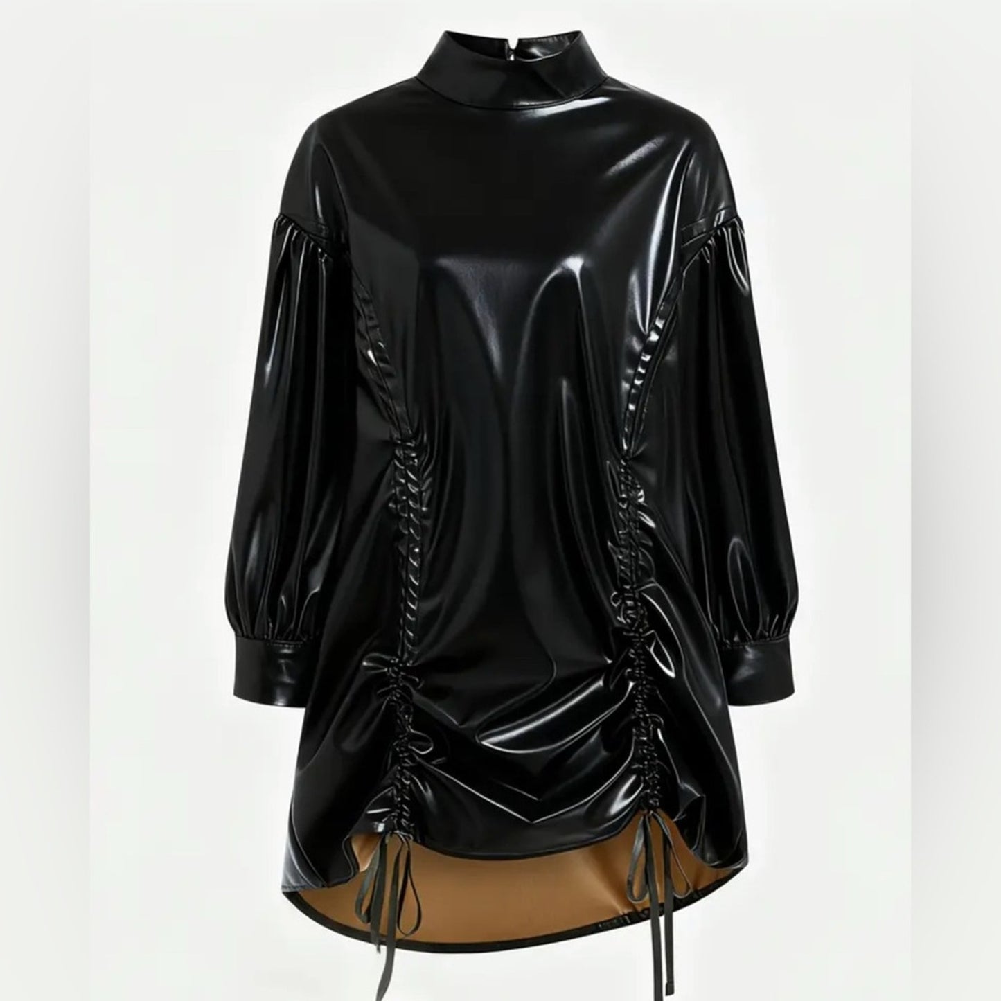 Chic Black Oversized Mock Neck Dress