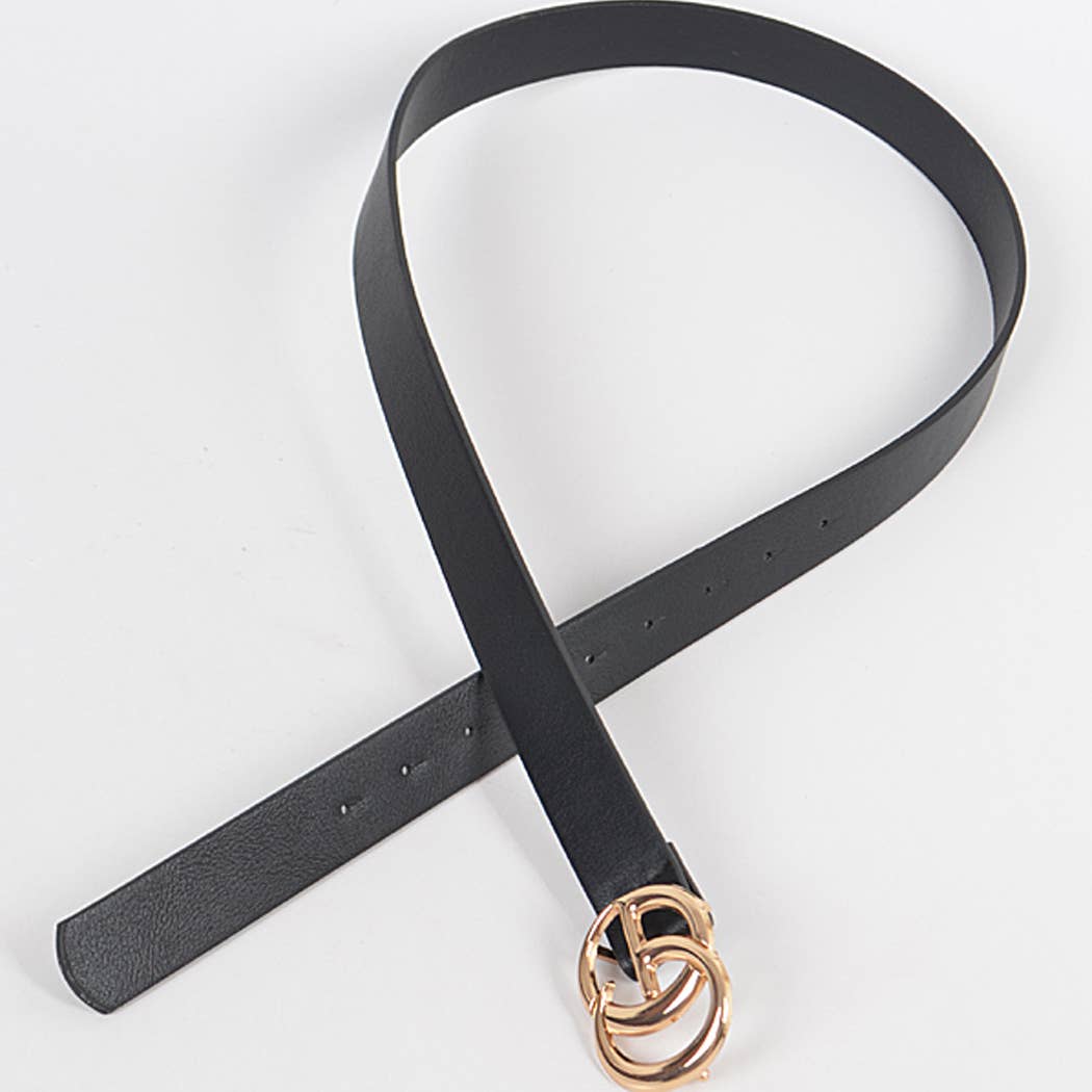 Metal Buckle Faux Leather Belt