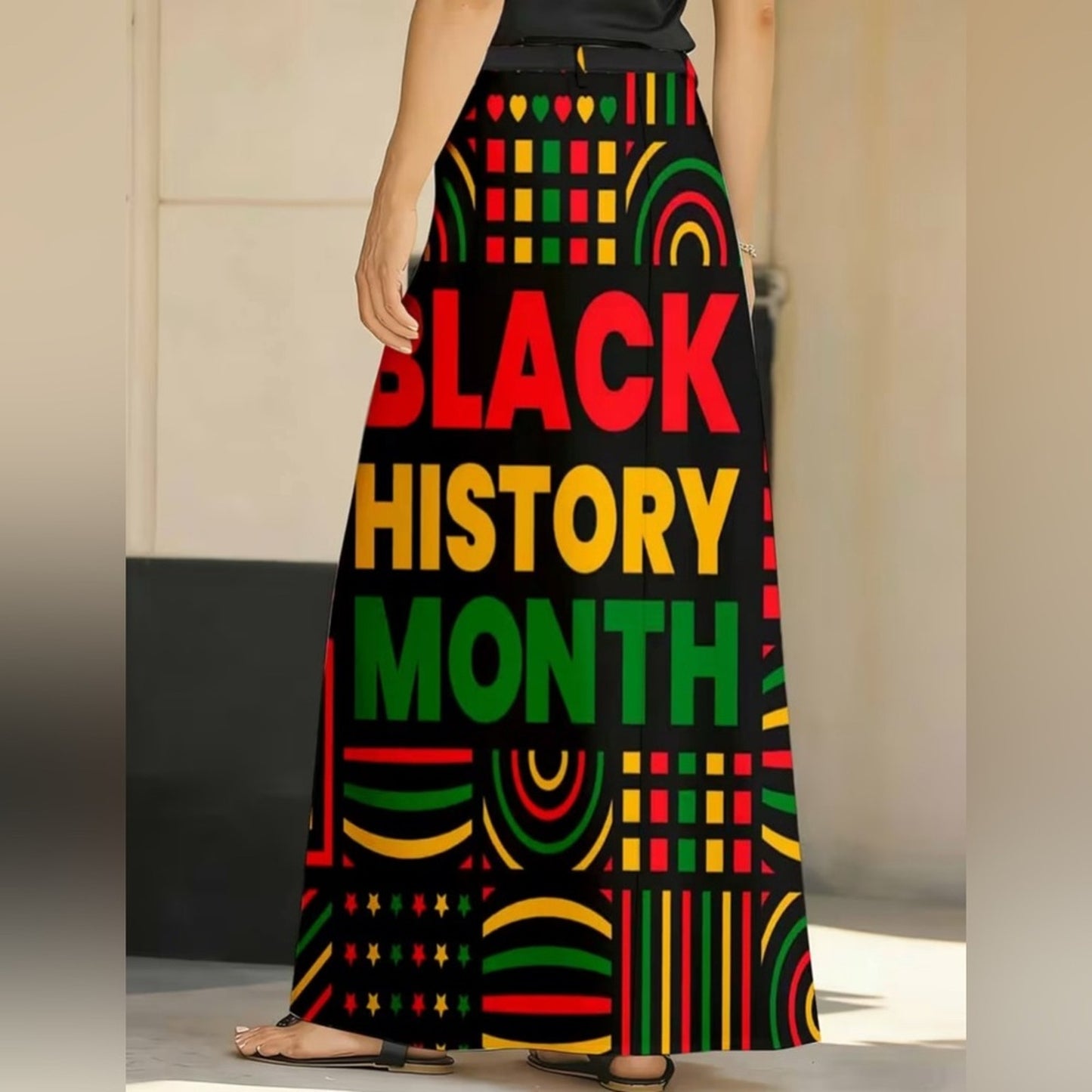 Black History Month Graphic Maxi Skirt “Breaking Every Chain Since 1865”