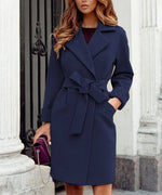 Load image into Gallery viewer, Chic Lace-Up Tailored Wool Jacket with Long Sleeves
