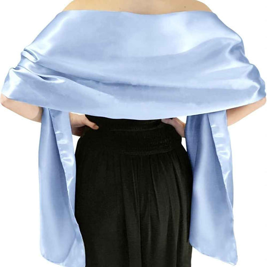 Midnight Gala Satin Evening Wrap Shawl Sky Blue