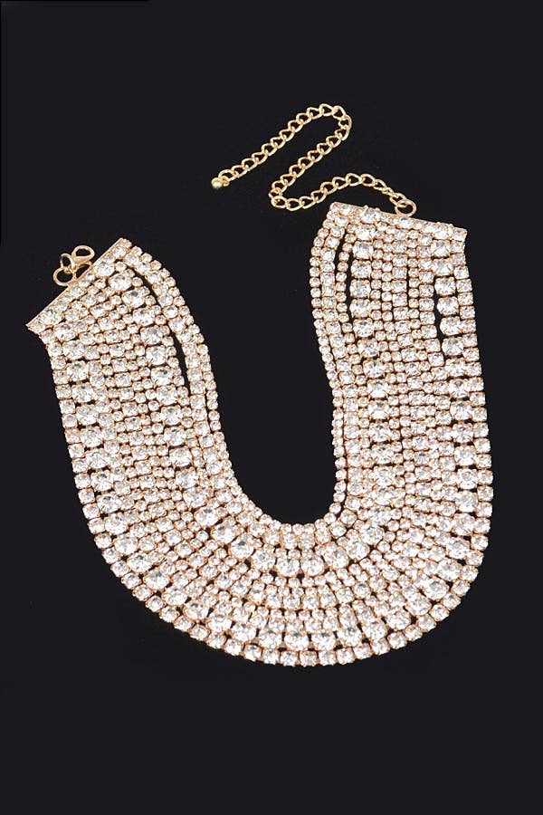 Multi Rhinestone Layered Choker