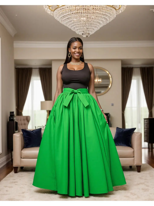 African Colorful Print Maxi Skirt One Size