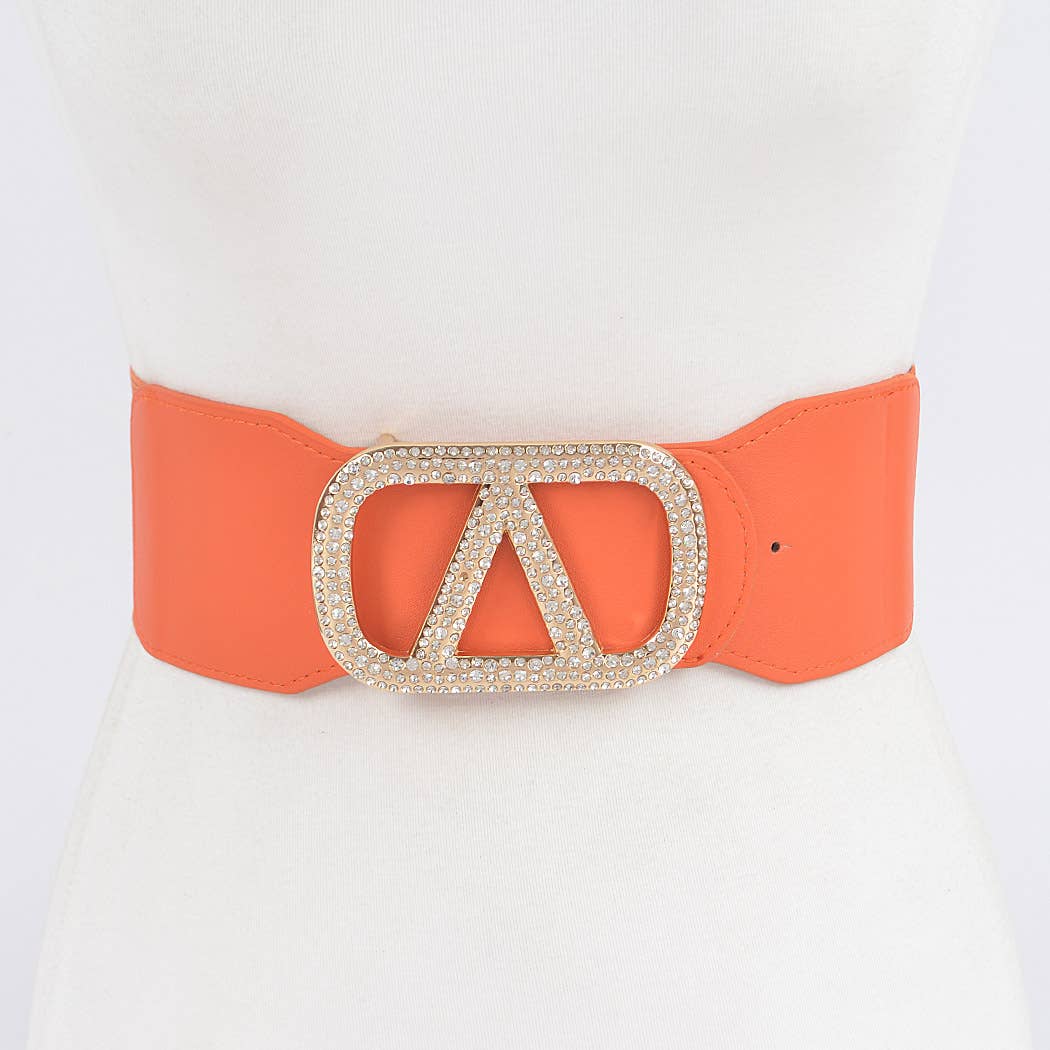 Rhinestone Buckle Elastic Belt