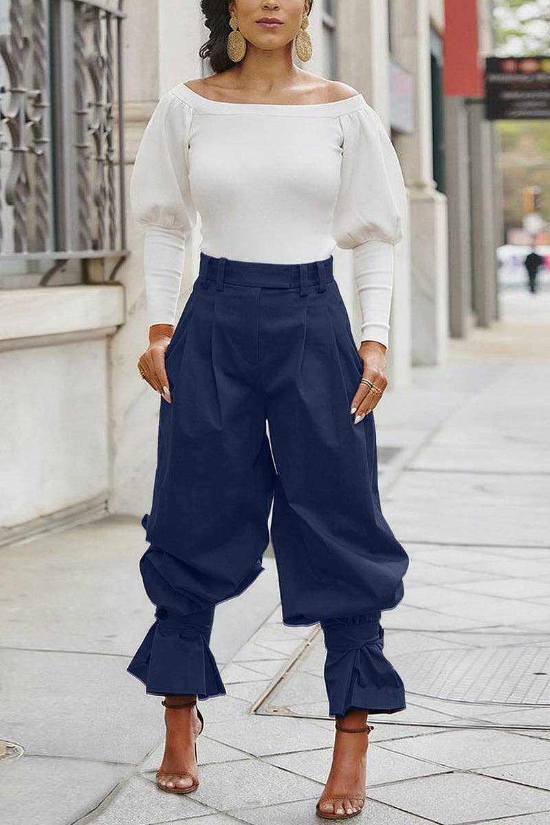 High-Waist Pleated Pants