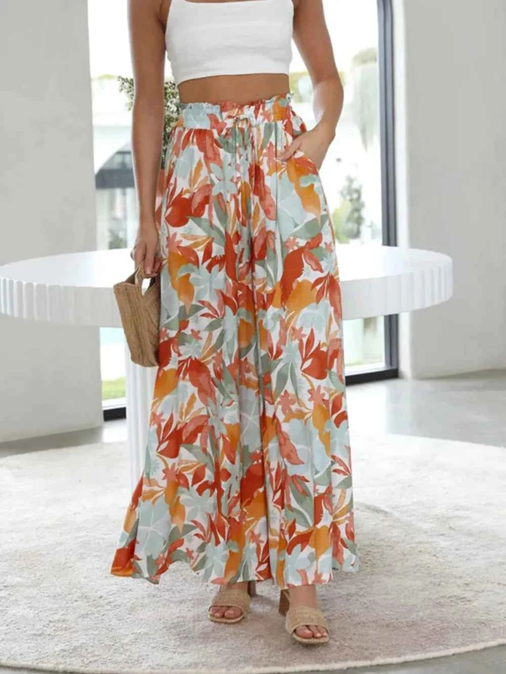 Printed Wide Leg Pants