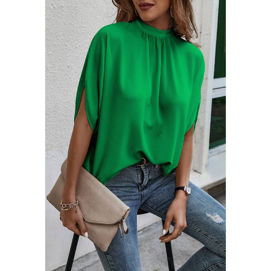 Solid Cape Short Sleeve Loose Top