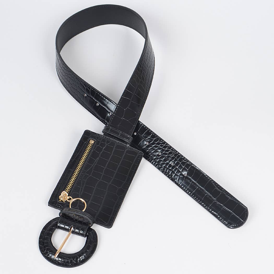 Faux Croc Leather Belt Bag