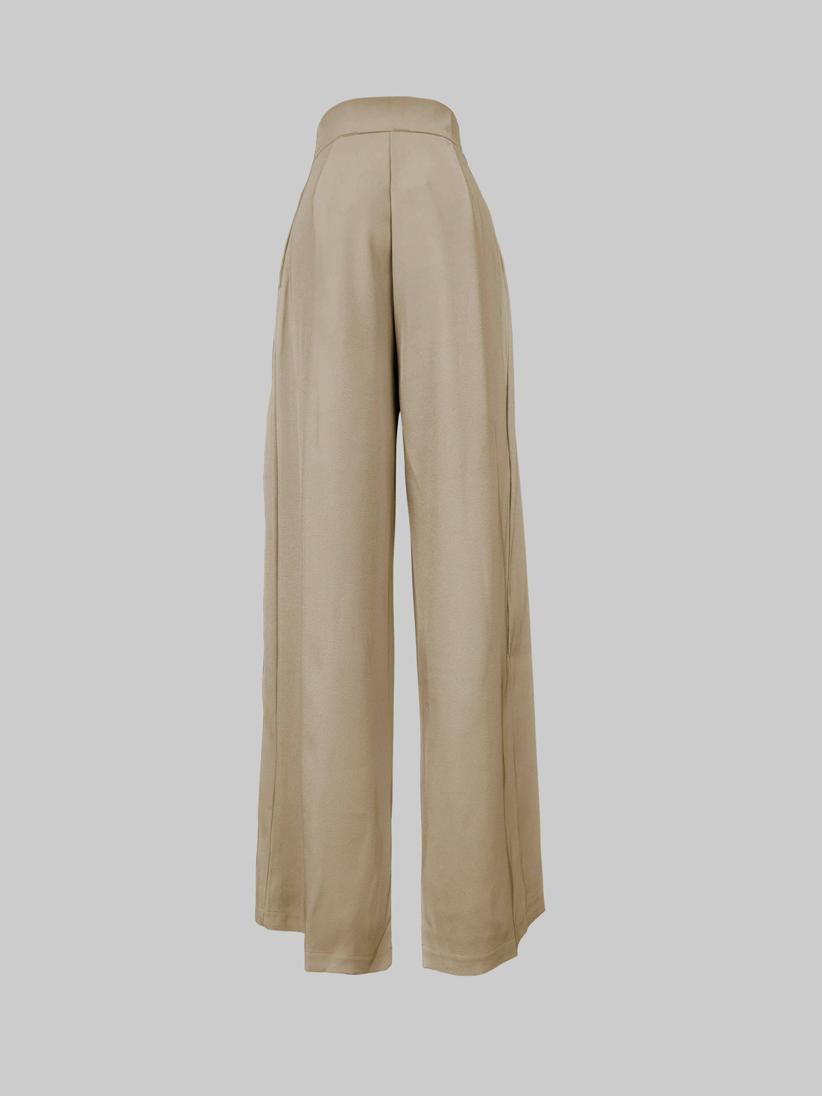 Beige wide-leg pants on a light gray background