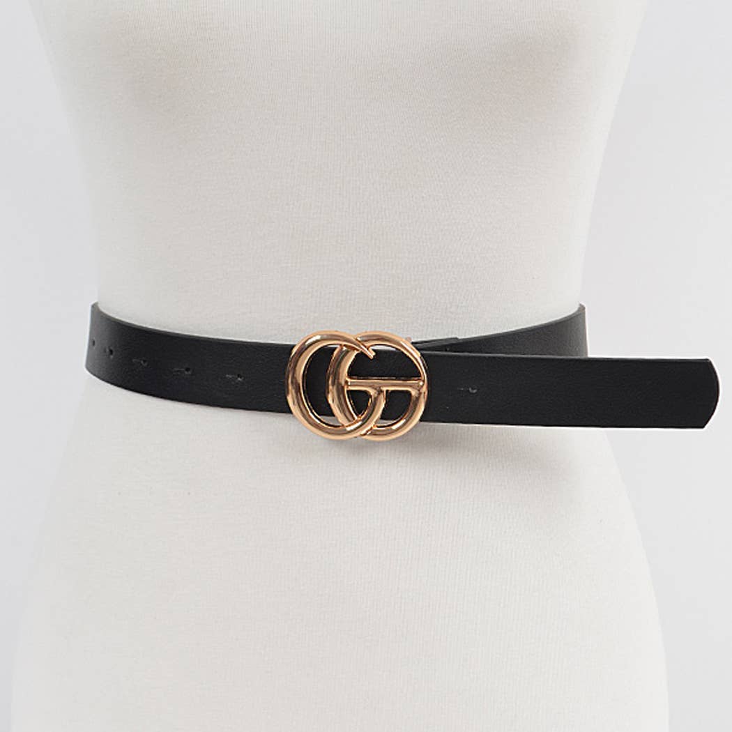 Metal Buckle Faux Leather Belt