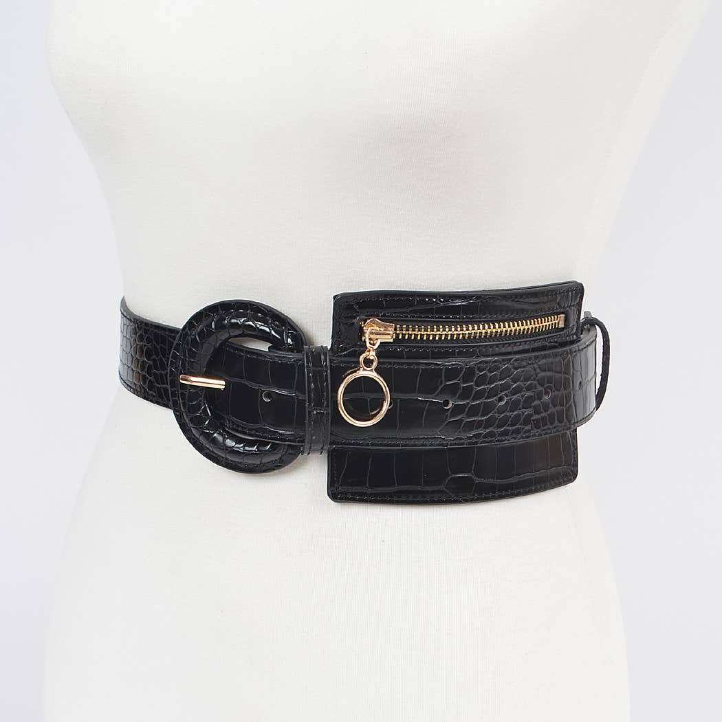 Faux Croc Leather Belt Bag