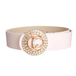 Load image into Gallery viewer, Light Pink Vegan Leather Round Buckle Belt
