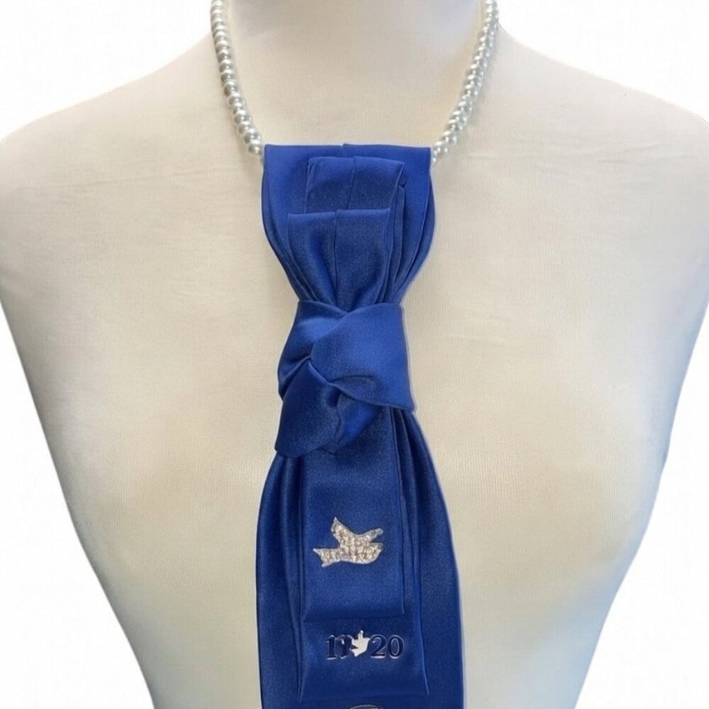 Zeta Phi Beta Inspired Royal Blue Greek Neck Tie Statement Necklace