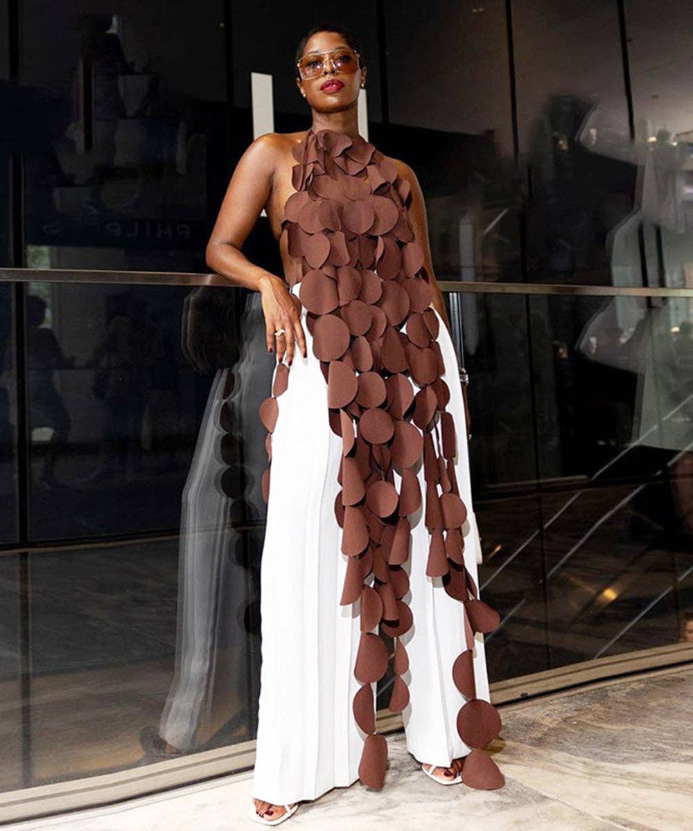 Sheer Panel Backless Maxi Dress