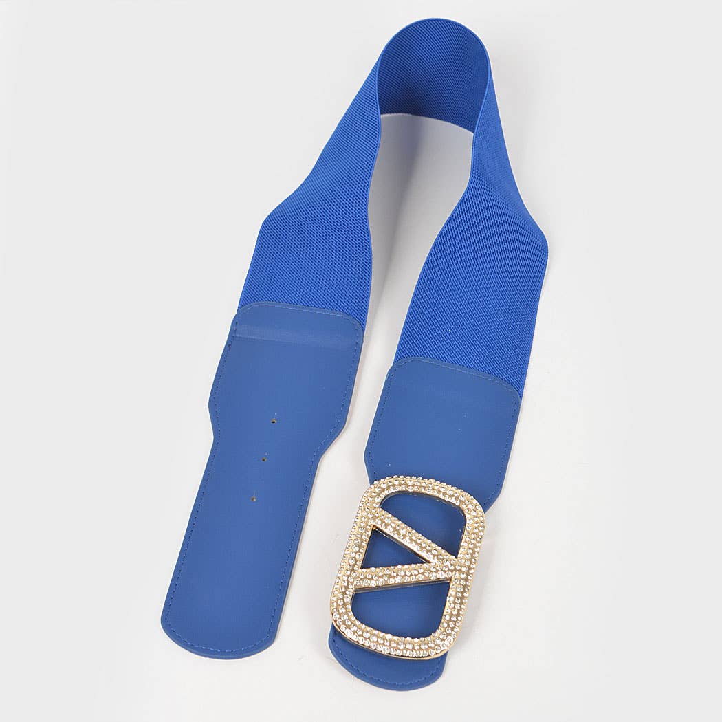 Rhinestone Buckle Elastic Belt