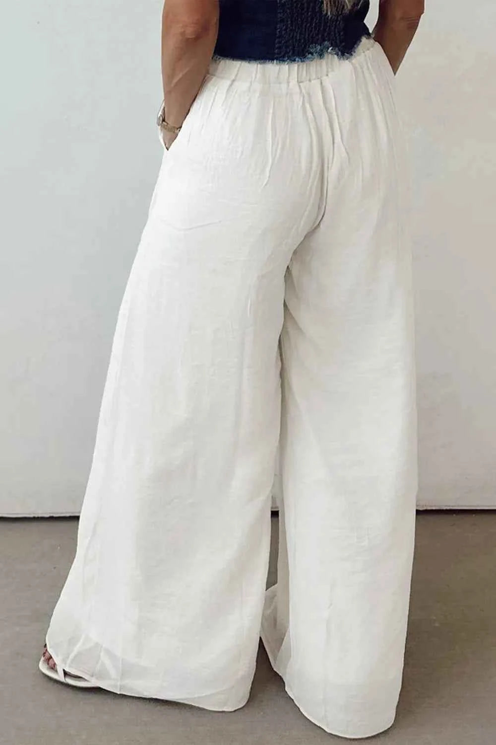 Flowy Wide Leg Pants with Drawstring Waist