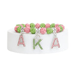 Load image into Gallery viewer, AKA Sorority Pink Green Bling Letter Bracelet
