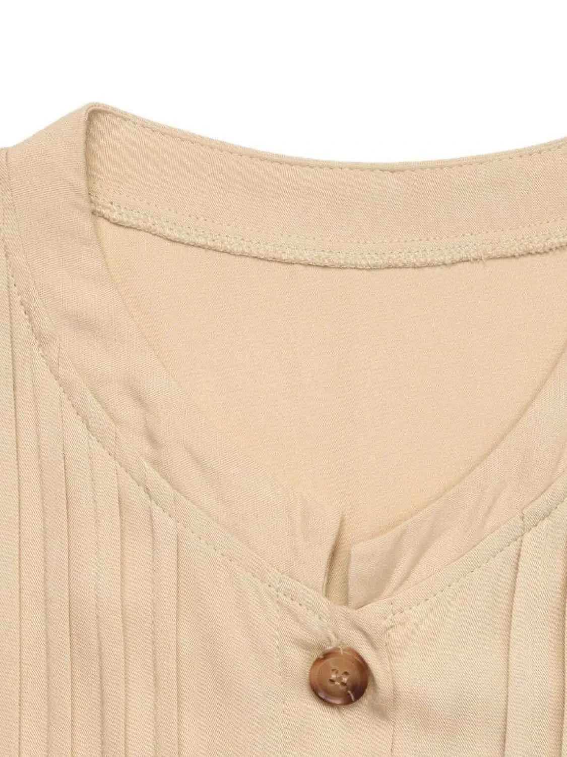 Button Front Flounce Sleeve Dress