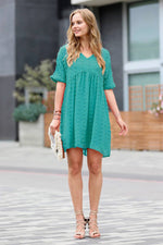 Load image into Gallery viewer, Swiss Dot Babydoll V Neck Dress
