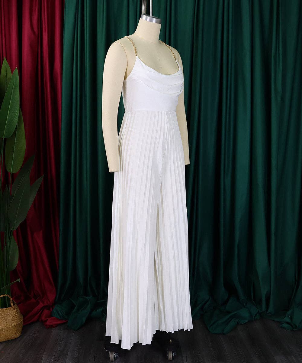 Chain Detail Backless Wide-Leg Jumpsuit