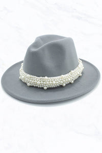 New Style Fashion Fedora Jazz Hat with Wide Pearl Belt