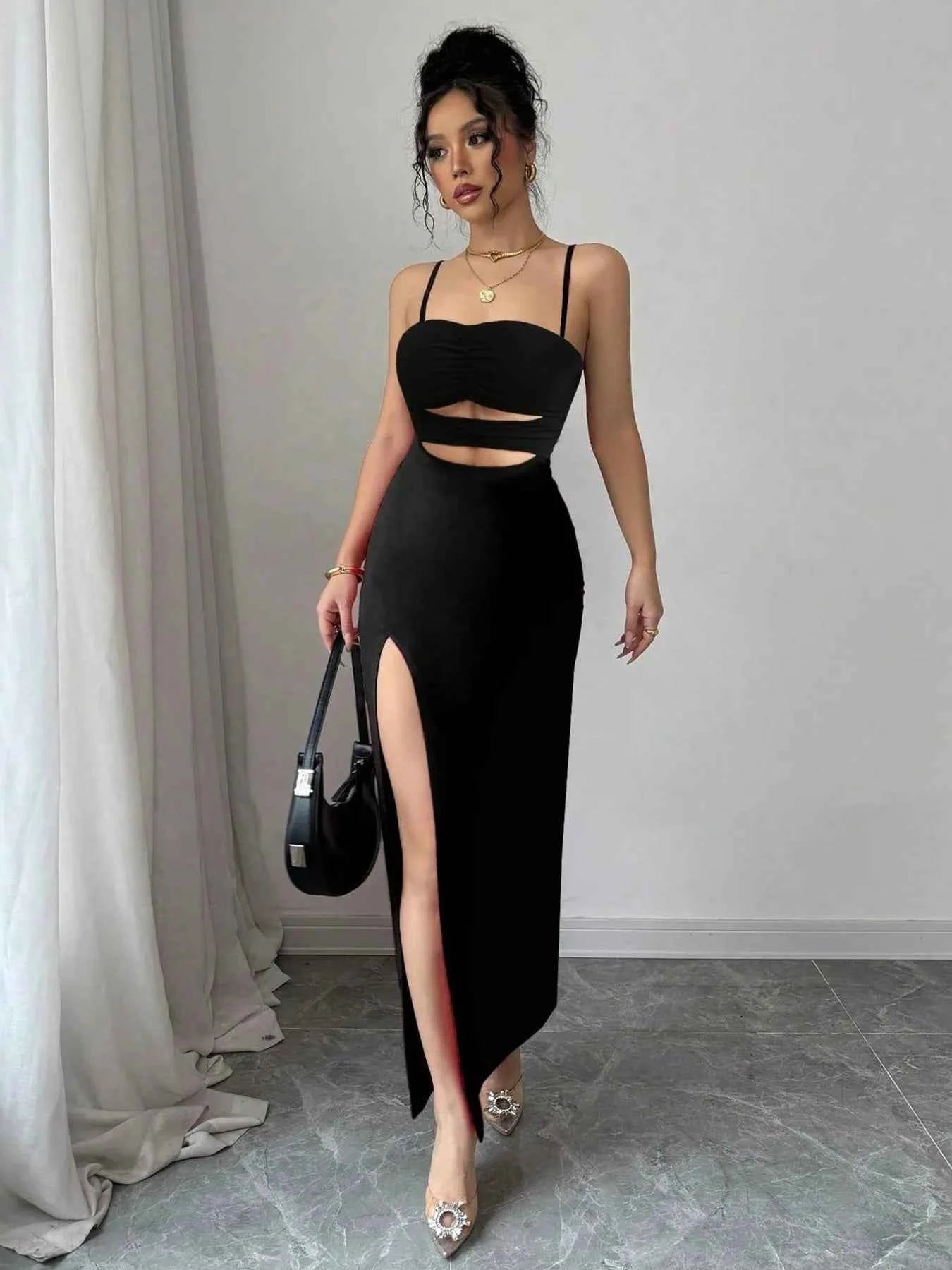 Cut-Out High Slit Maxi Dress
