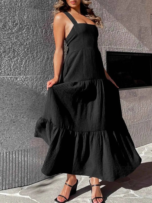 Square Neck Tiered Maxi Dress