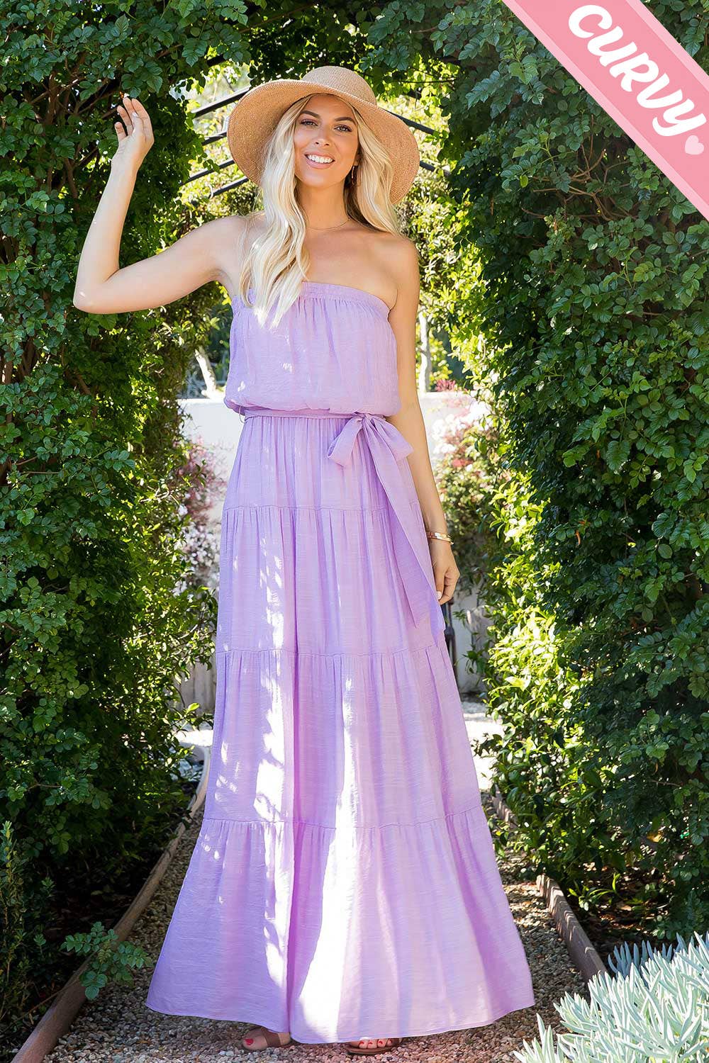 Plus Size Strapless Tube Tiered Maxi Dress