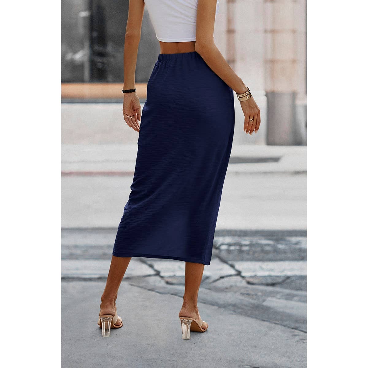 Solid Twist Wrap Assassin Fit Skirt | Polyester Casual Skirt