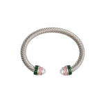 Load image into Gallery viewer, AKA Sorority Pink Green Pearl Cable Classic Bangle
