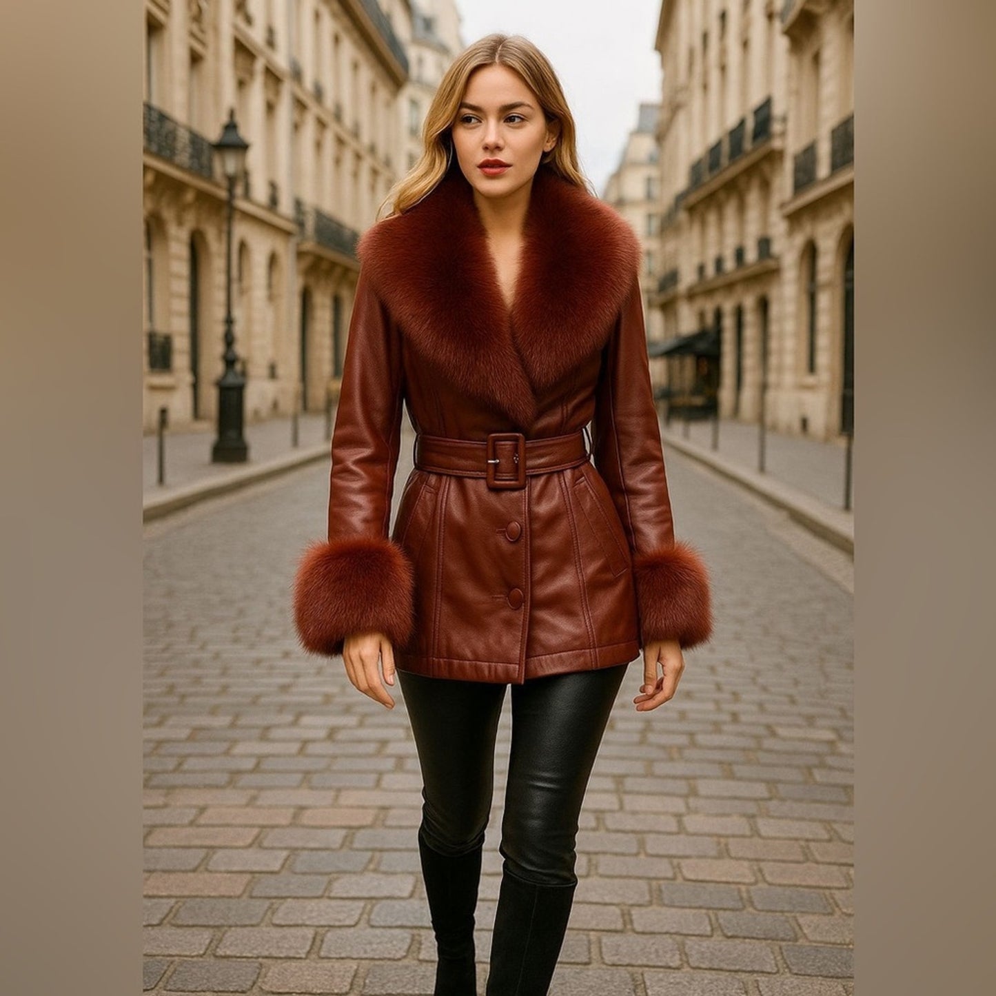 Elegant Black Fur-Trimmed Women's Jacket