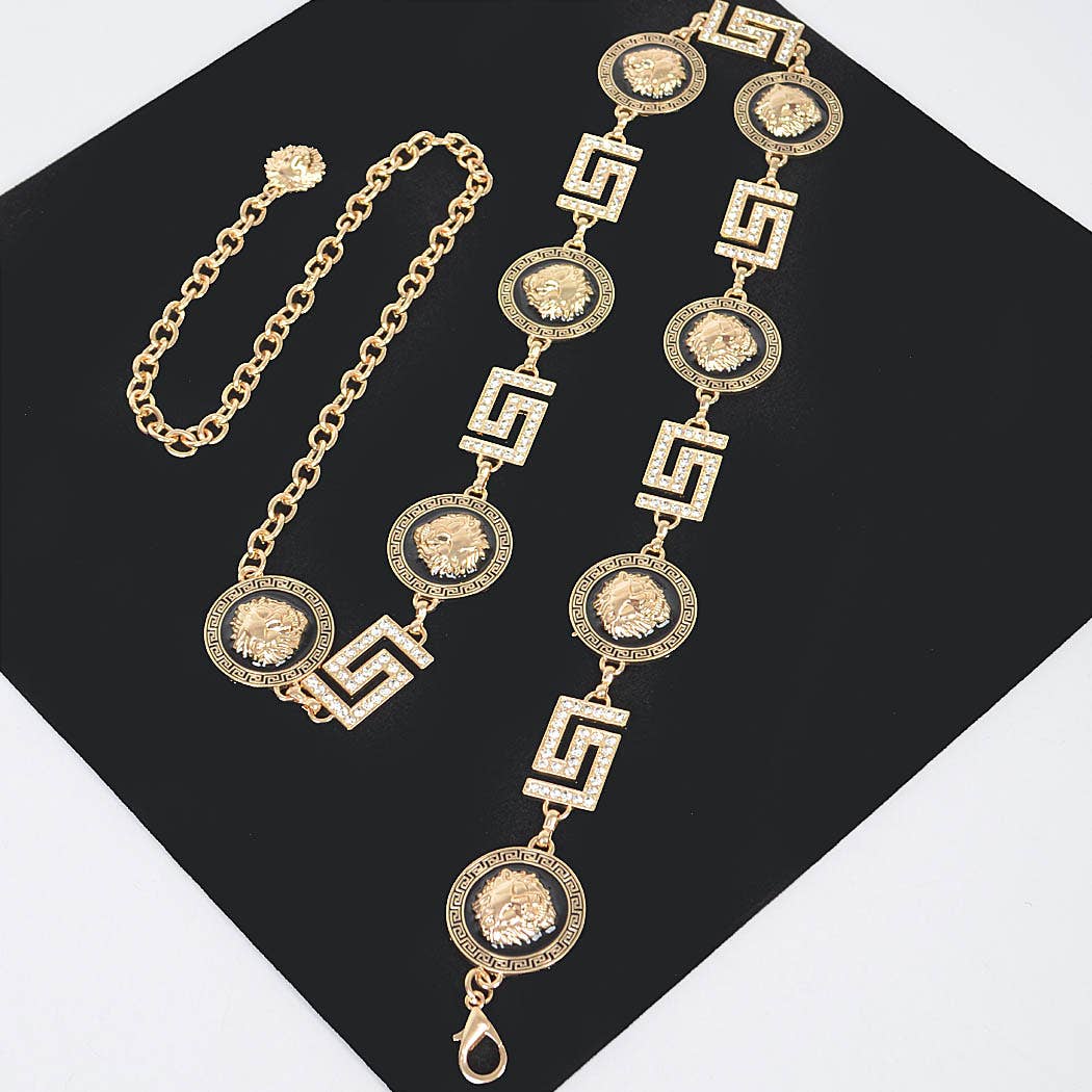 Metal Rhinestone Chain Belt