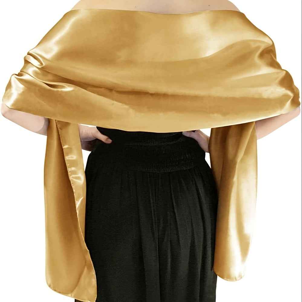 Midnight Gala Satin Evening Wrap Shawl Gold