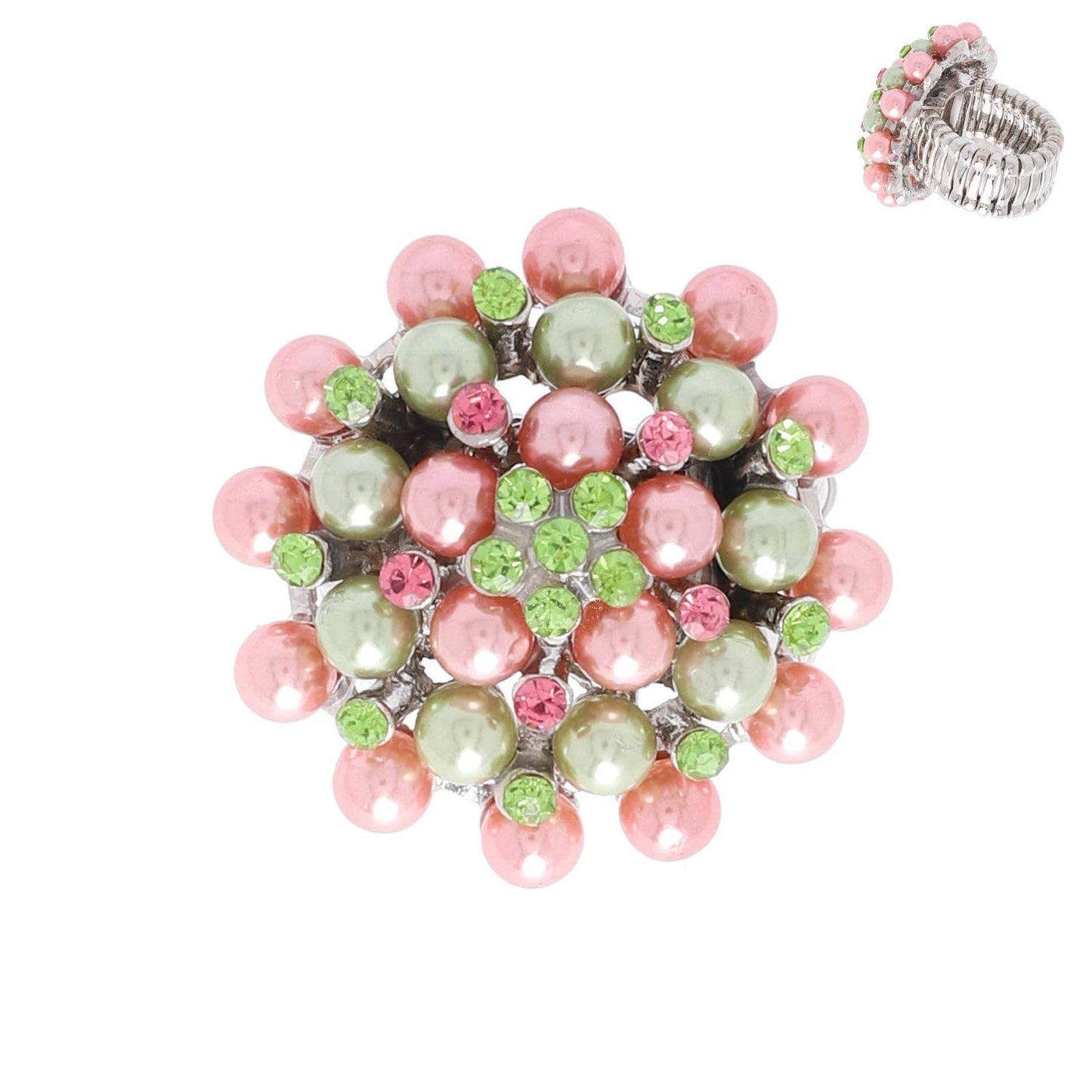 Vintage Crystal & Pearl Statement Stretch Ring