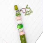 Load image into Gallery viewer, AKA Sorority Bling Bead and Charm Green Pen
