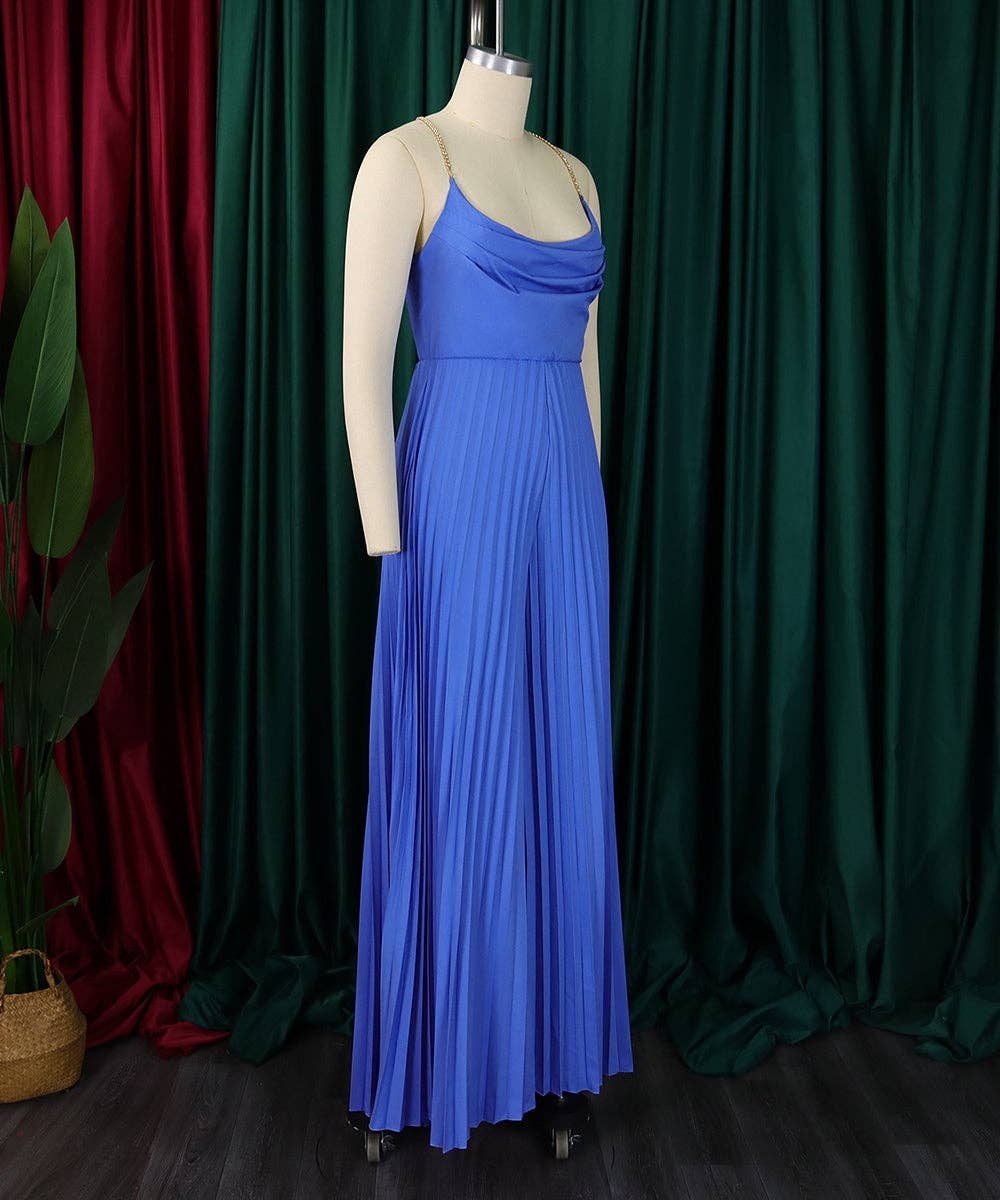 Chain Detail Backless Wide-Leg Jumpsuit