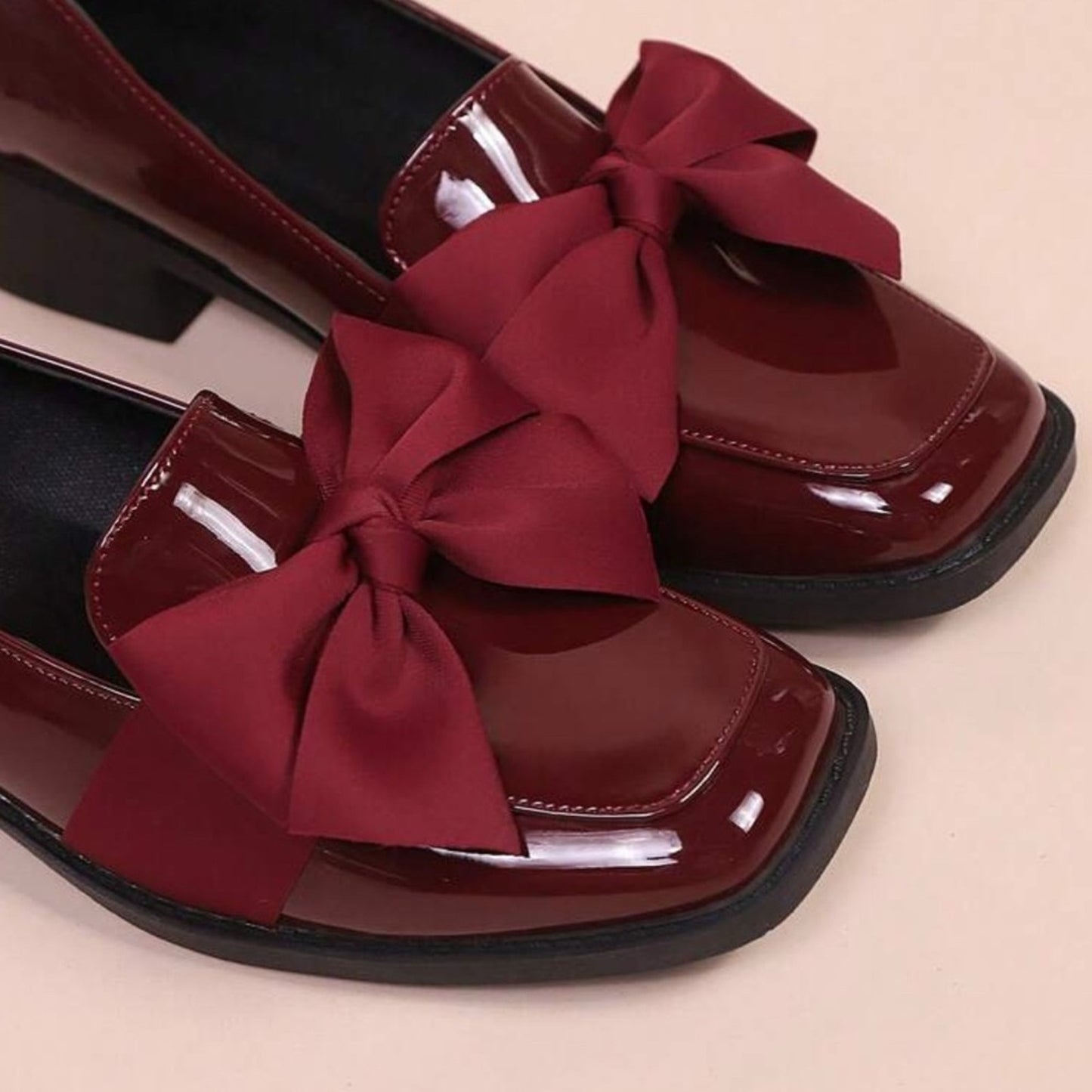 Elegant Burgundy Loafers with Bow