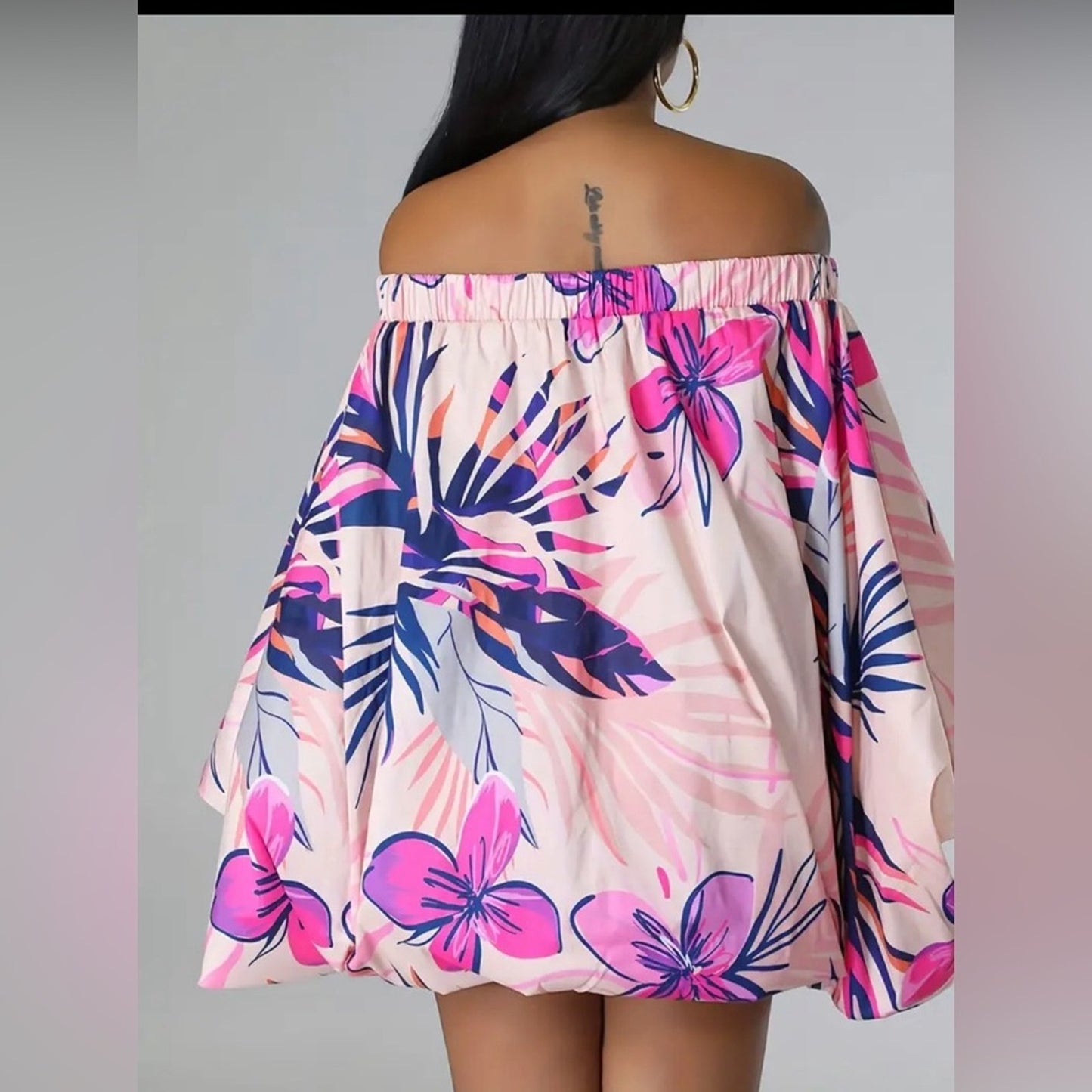 Bubble Dress Loose Off The Shoulder Rainbow Cocktail Dress
