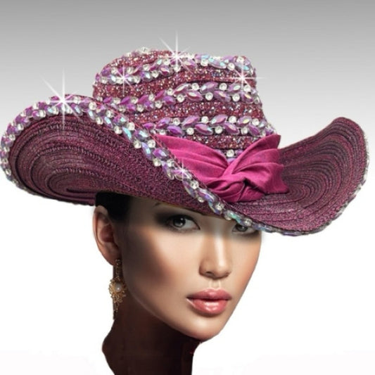 💜 The Amethyst Queen Rhinestone Cowgirl Hat | Purple Crystal Western Glam