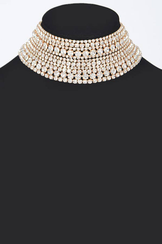 Multi Rhinestone Layered Choker
