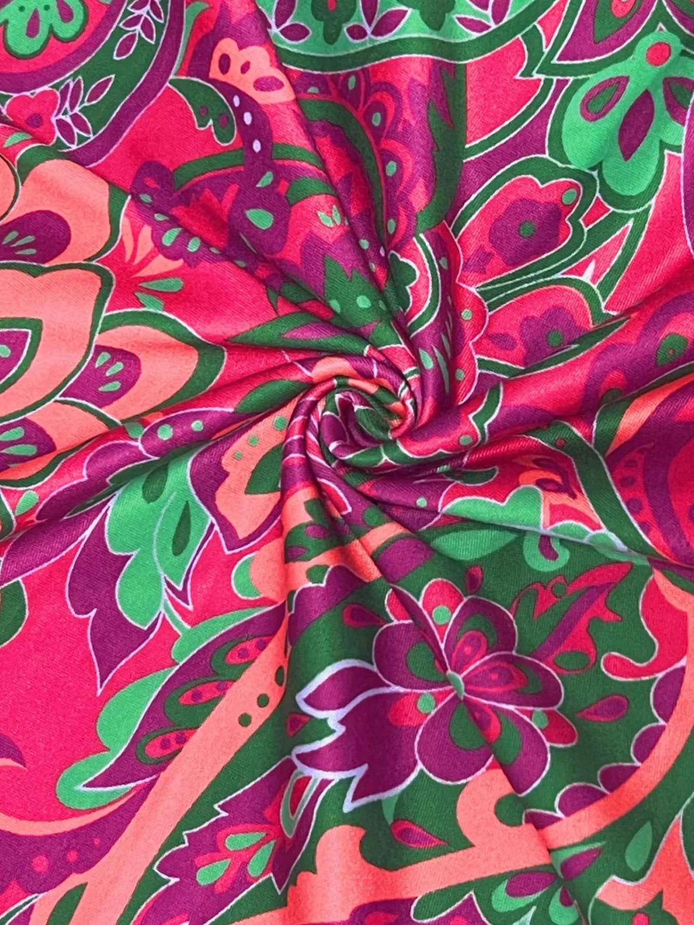 Paisley Print Ruffle Sleeve Mini Dress