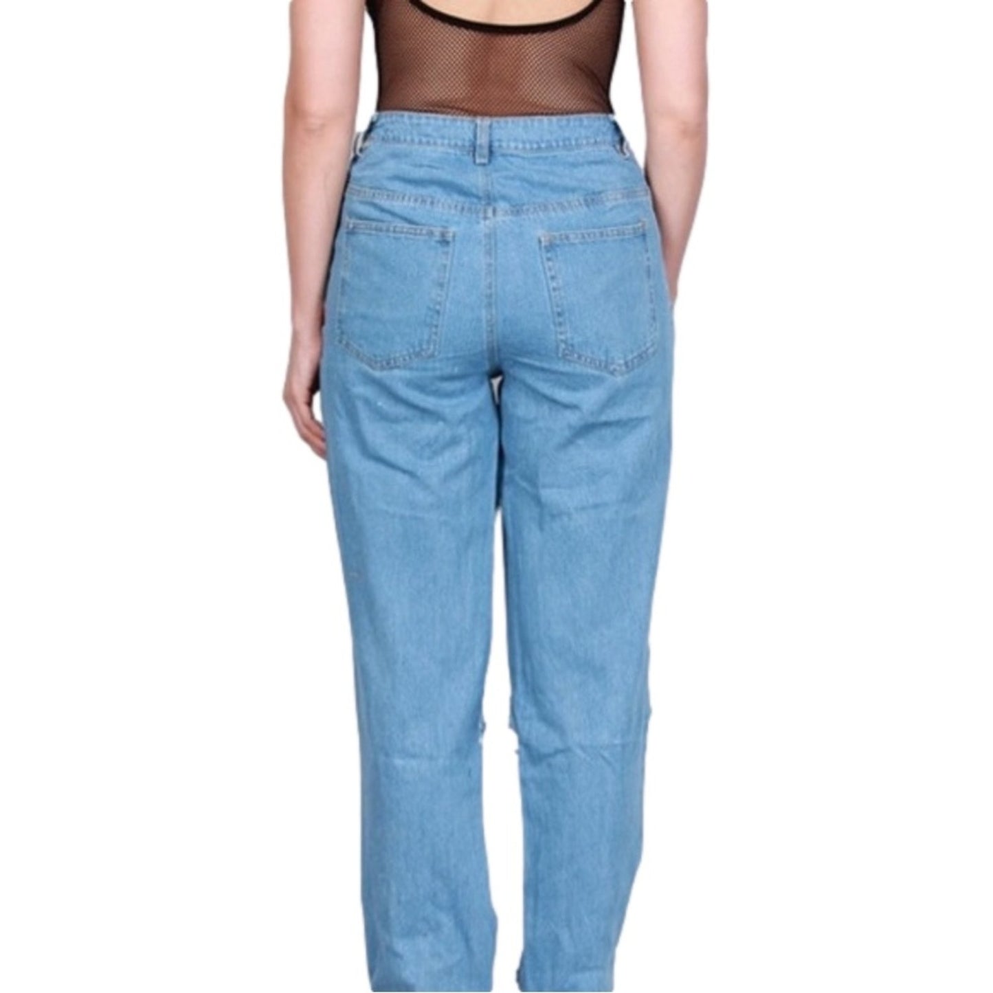 “Street Chic Rose Patch High-Waist Jeans (Size 8)”