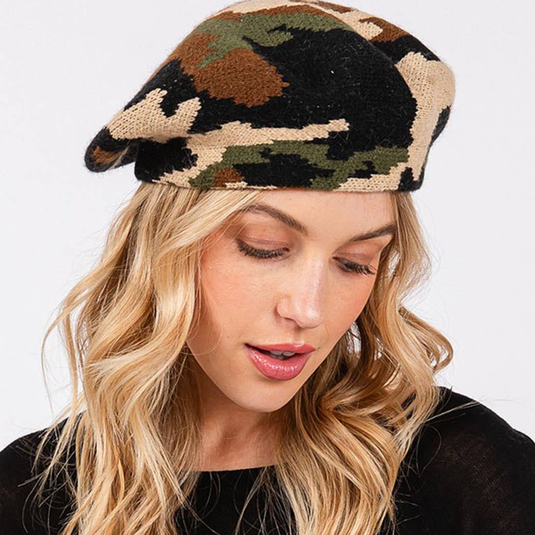 Camo Knit Beret