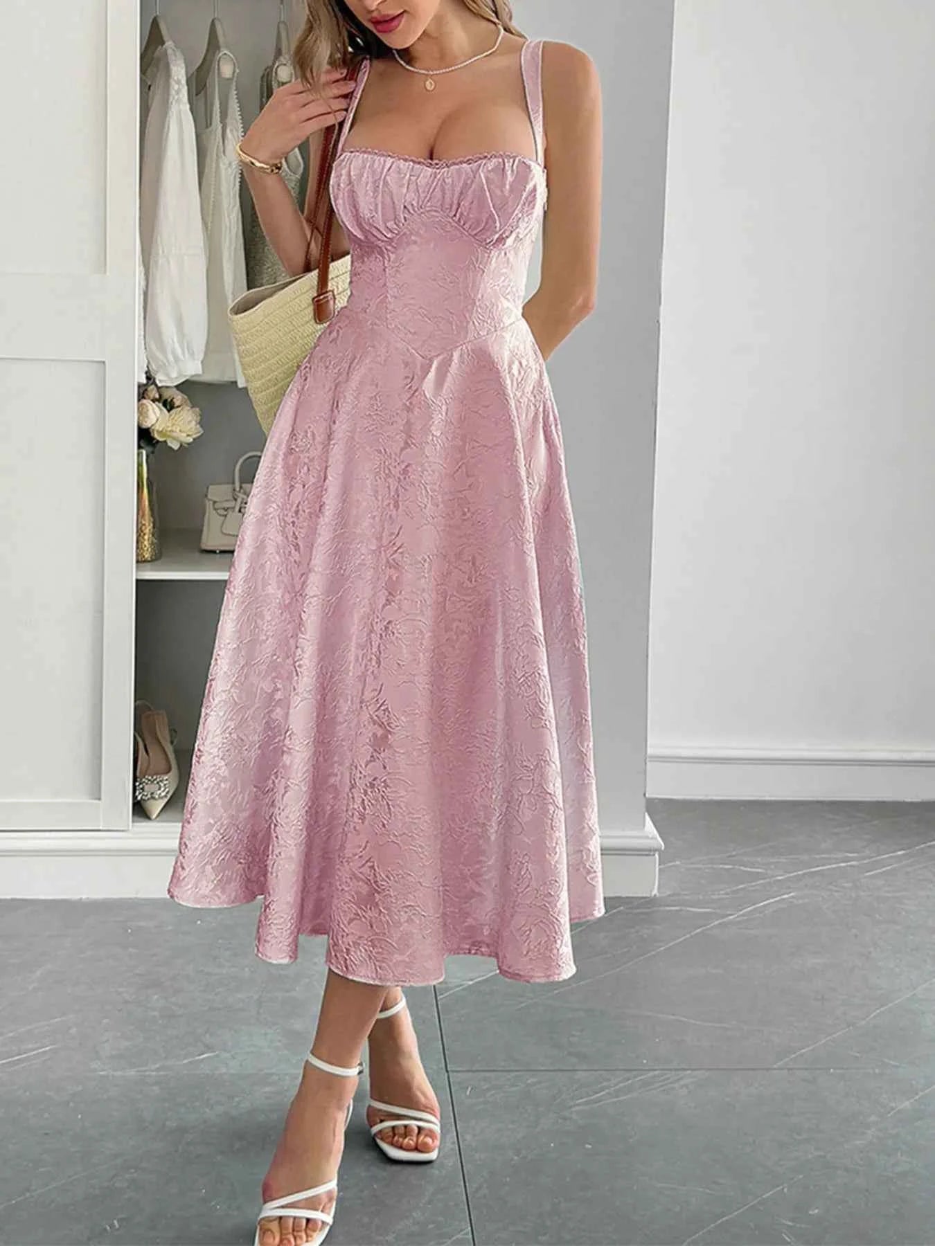 Lace-Up Sleeveless Midi Dress